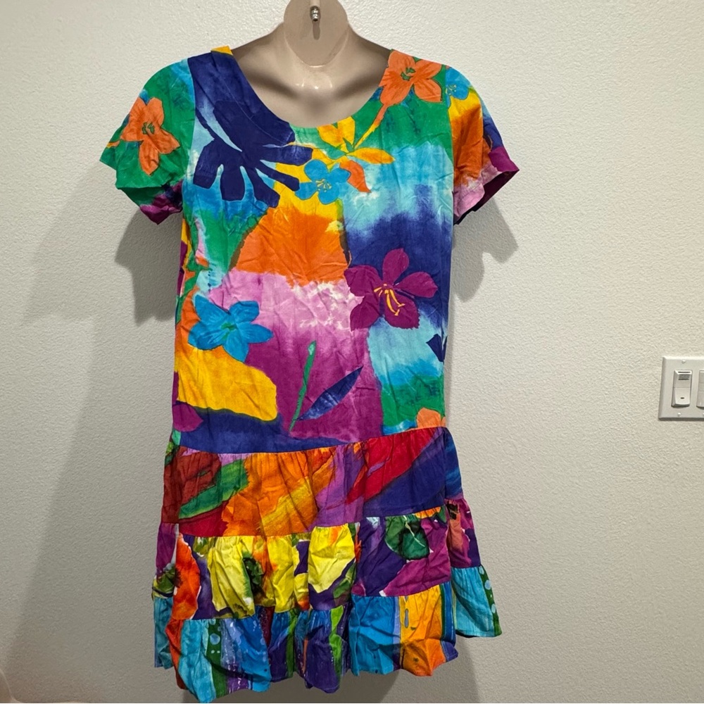 Jams World Blue Green Ruffled Mini Dress - Picture 4 of 7